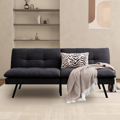 Hcore Memory Foam Futon Sofa Bed - Convertible Black Sleeper Loveseat for Small Spaces