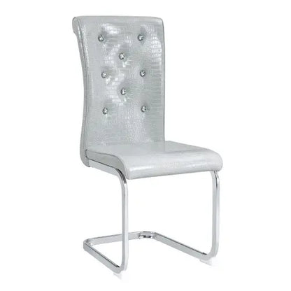 Set of 4/6 Retro Faux Crocodile Leather Dining Chairs with Crystal Buckle, Upholstered Bow-Shaped Metal Legs, Ideal for Living Room and Kitchen