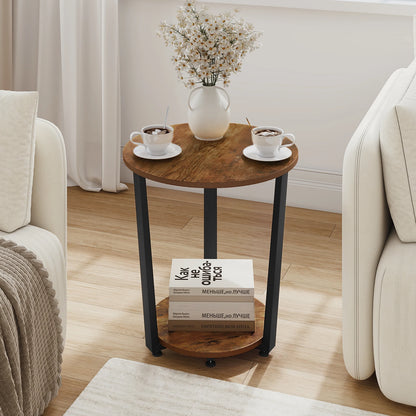 Modern Round Coffee Table with Dual Shelves - Versatile Sofa and Bedside Table for Living Room and Bedroom