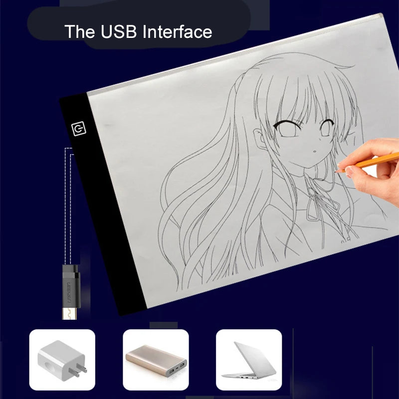 LED Illuminated Drawing Board for Children - Adjustable Brightness Copying Table and Night Light Notepad Toy