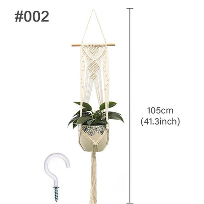 Macrame Hanging Planter - Decorative Wall Plant Holder and Flower Basket for Balcony Decor