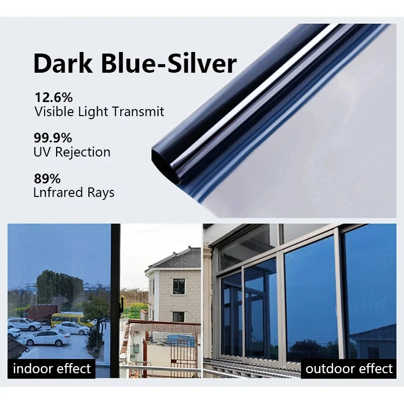 One-Way Mirror Window Privacy Film - Heat Control Reflective Vinyl Film for Enhanced Privacy