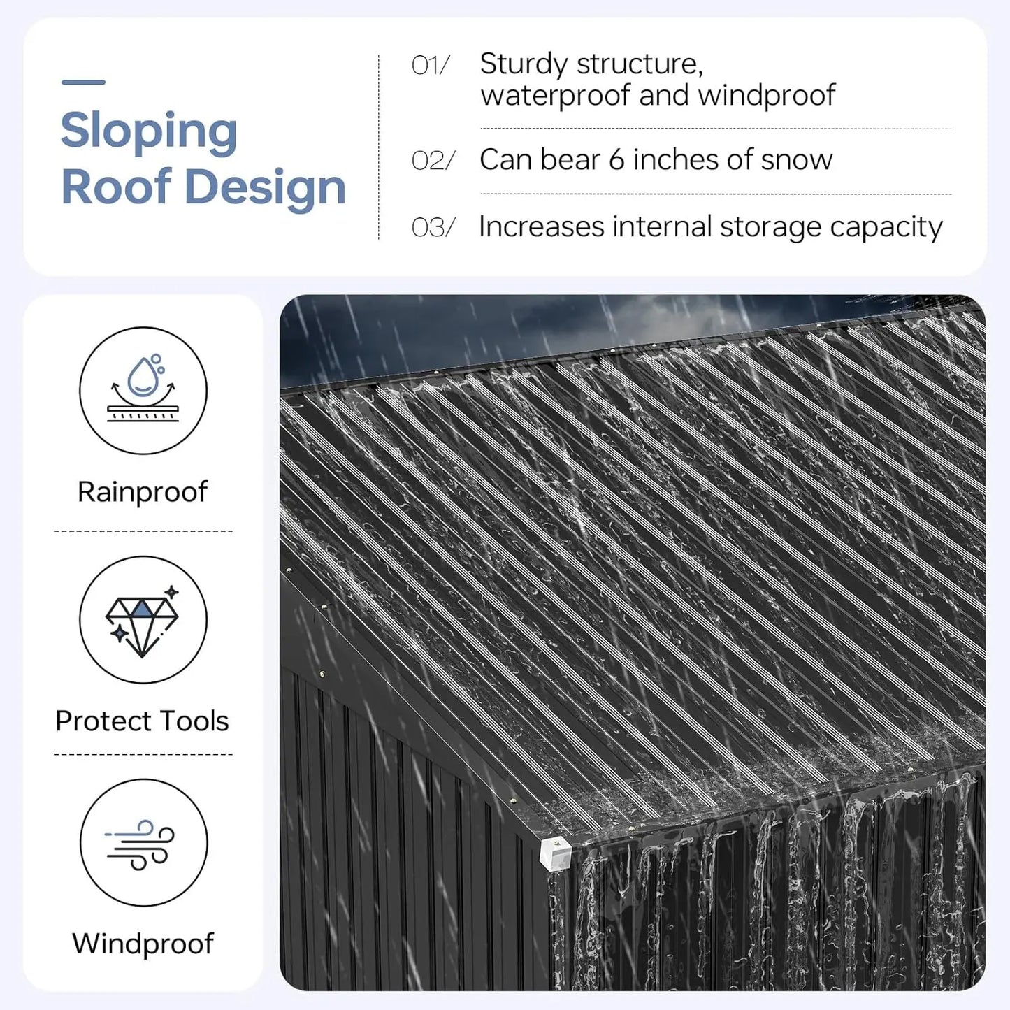 Aoxun 6X4 FT Metal Storage Shed with Sloping Roof, Lockable Door, and Rust-Proof Galvanized Steel for Efficient Outdoor Organization of Patio, Lawn, and Garden Tools