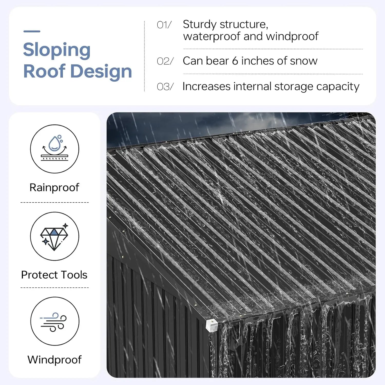 Aoxun 6X4 FT Metal Storage Shed with Sloping Roof, Lockable Door, and Rust-Proof Galvanized Steel for Efficient Outdoor Organization of Patio, Lawn, and Garden Tools