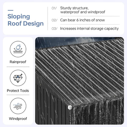 Aoxun 6X4 FT Metal Storage Shed with Sloping Roof, Lockable Door, and Rust-Proof Galvanized Steel for Efficient Outdoor Organization of Patio, Lawn, and Garden Tools