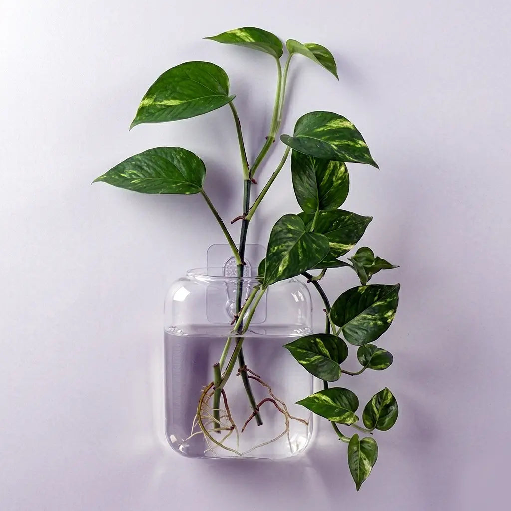 Set of 2 Clear Glass Wall Hanging Planters for Hydroponic Propagation - Elegant Terrarium Vases for Home, Office, and Garden Decor