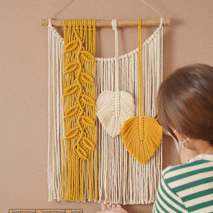 Hand-Woven Bohemian Macrame Wall Tapestry - Elegant Colorful Wall Hanging Decor