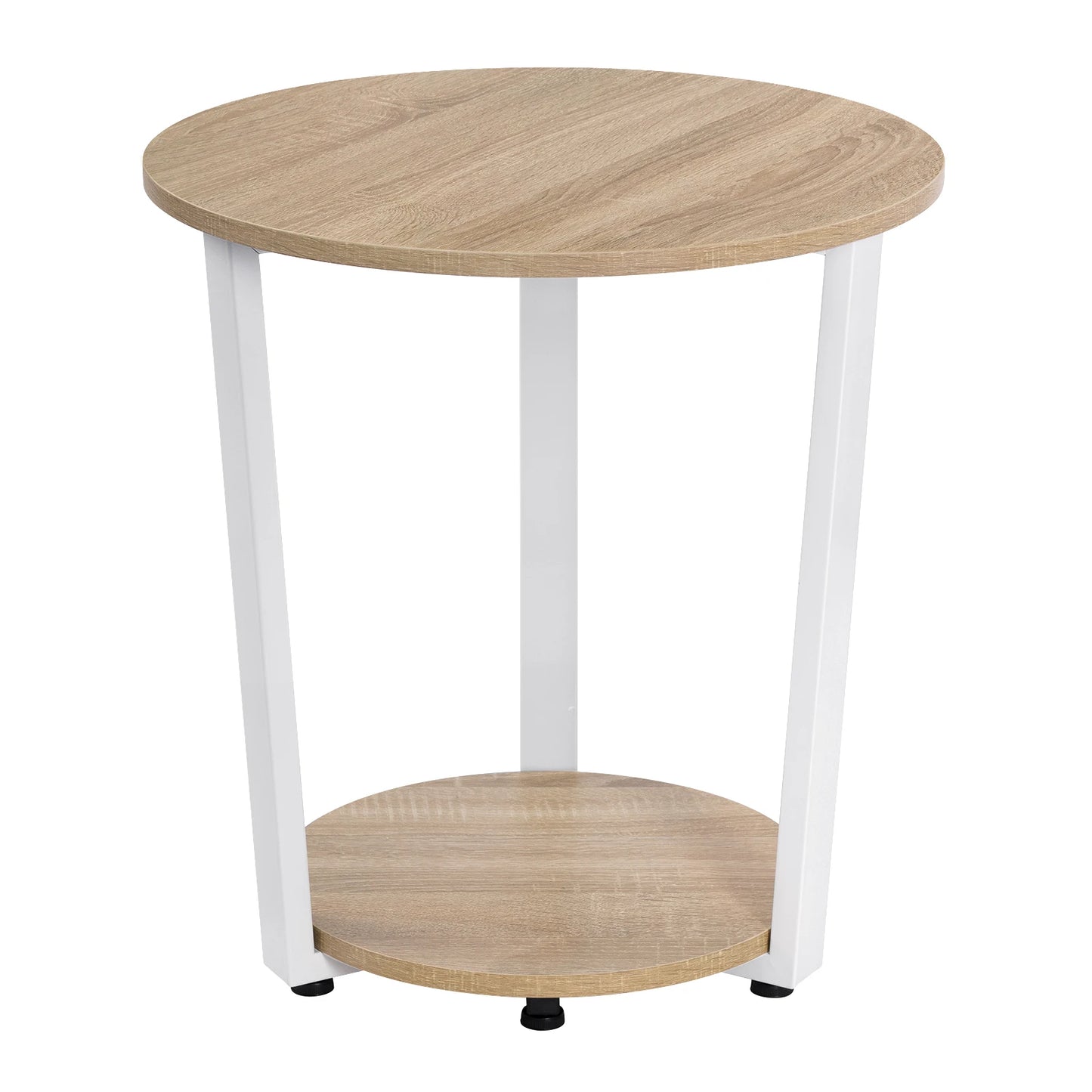 Modern Round Coffee Table with Dual Shelves - Versatile Sofa and Bedside Table for Living Room and Bedroom
