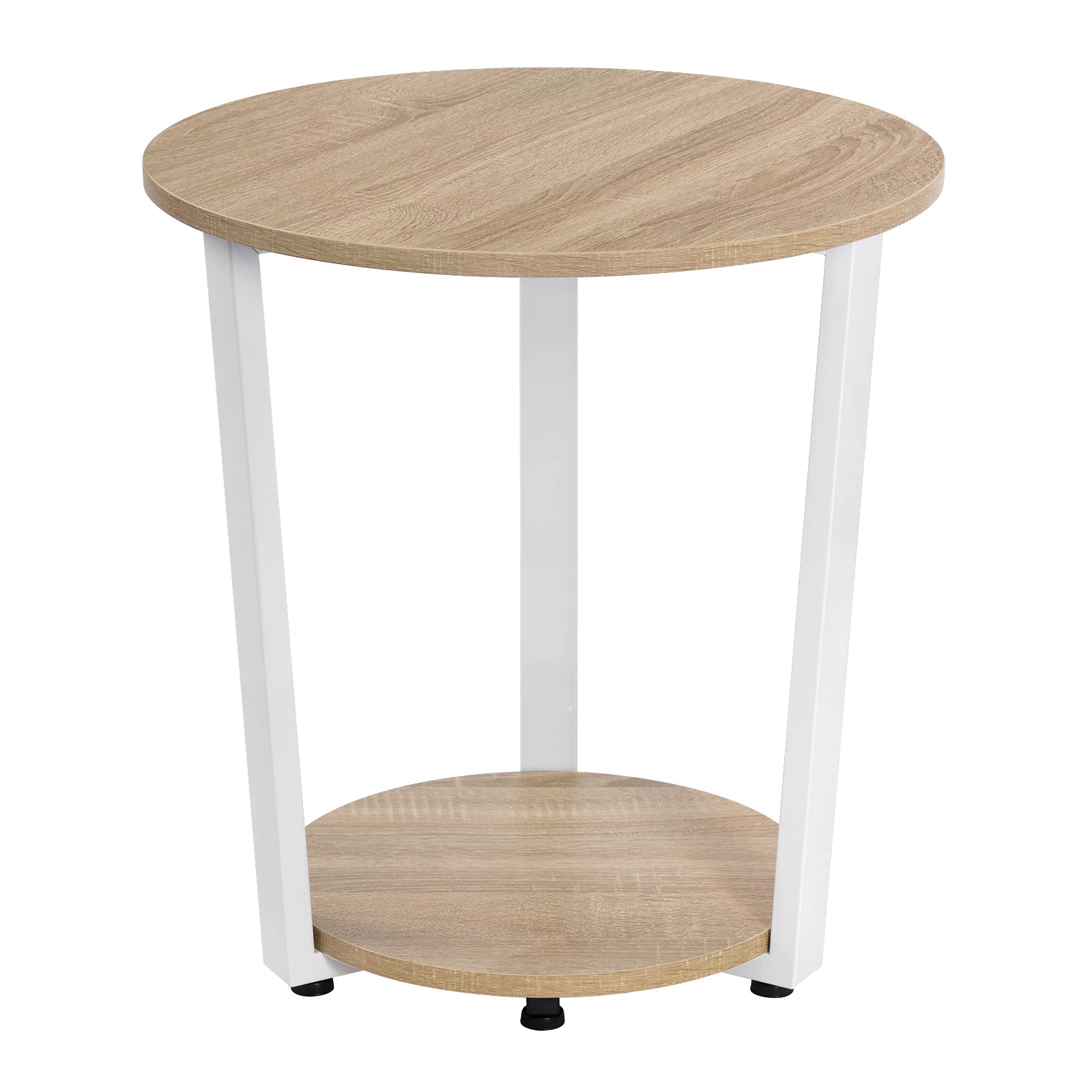 Modern Round Coffee Table with Dual Shelves - Versatile Sofa and Bedside Table for Living Room and Bedroom