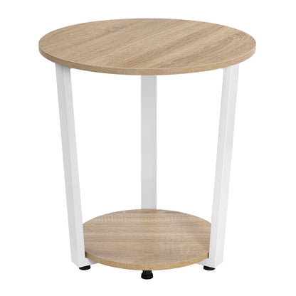 Modern Round Coffee Table with Dual Shelves - Versatile Sofa and Bedside Table for Living Room and Bedroom