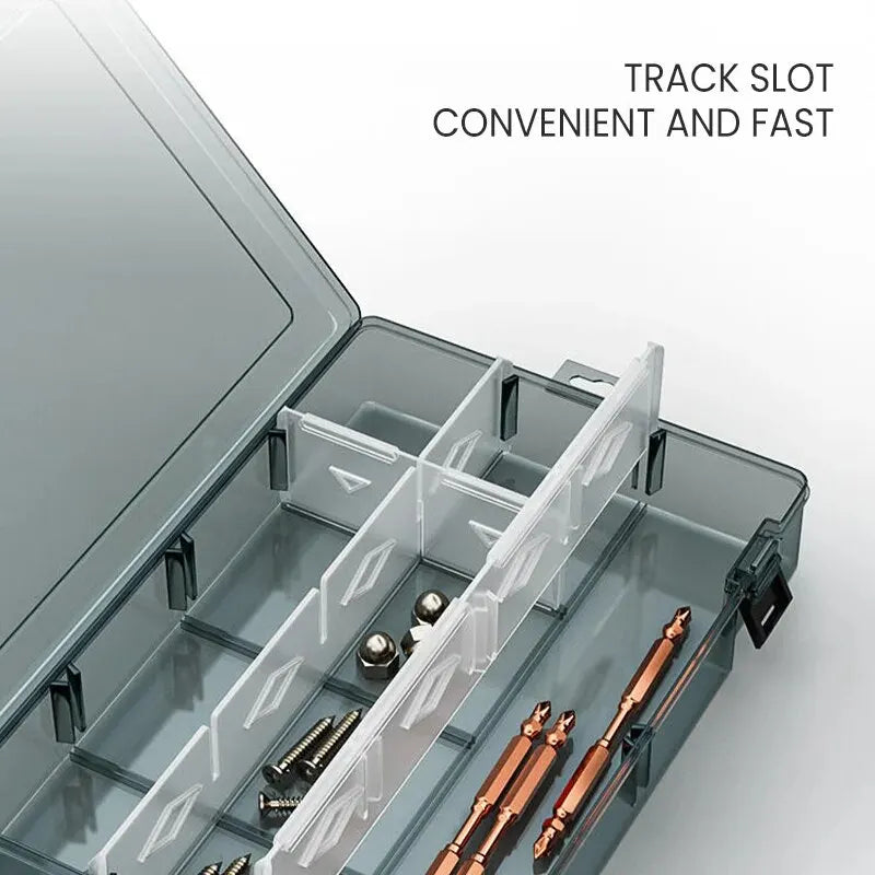 Durable Plastic Tool Parts Storage Box for Electronic Components and Drill Bit Accessories with Reinforced Grid Design