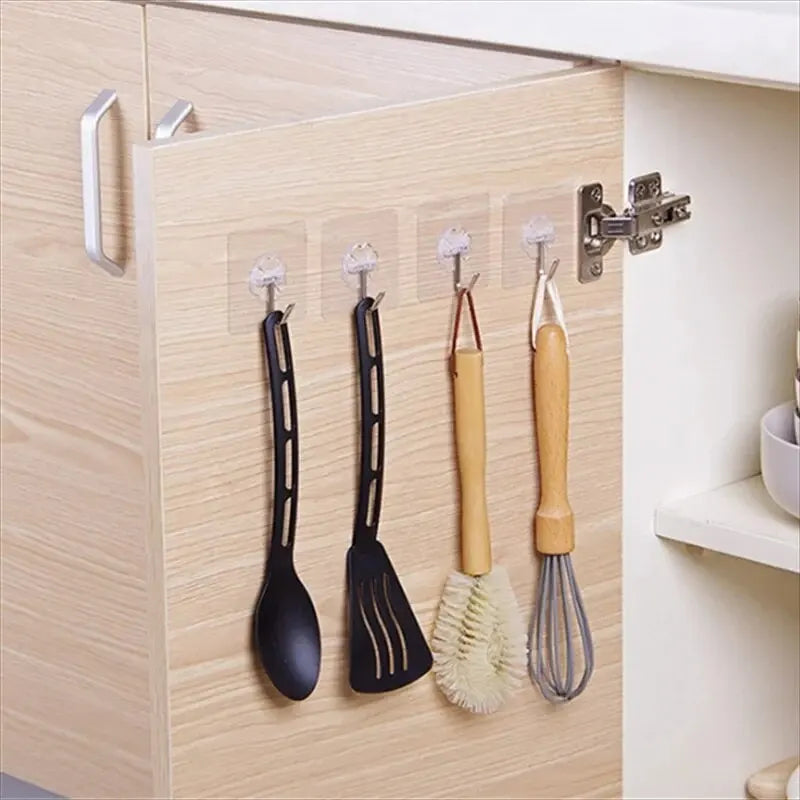 30-Piece Transparent Strong Self-Adhesive Wall and Door Hooks - Heavy-Duty Suction Cup Hangers for Kitchen and Bathroom Use