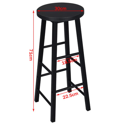 Set of 2 Solid Wood High Bar Stools with Durable Steel Frame and MDF Seat - Ideal for Bistro and Home Decor