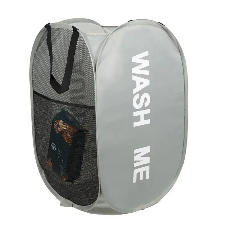 Mesh Pop-Up Laundry Basket - Foldable Large Capacity Storage Solution for Dirty Clothes