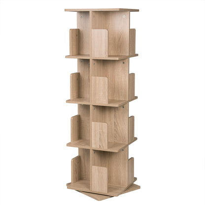 39x39x97 cm MDF 360-Degree Rotating 3-Tier Bookcase Floor Shelf for Living Room Corner Storage