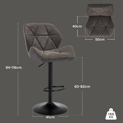 WOLTU Set of 2 Adjustable Swivel Bar Stools with Gas Lift and Steel Footrest for Kitchen Island and Dining Areas