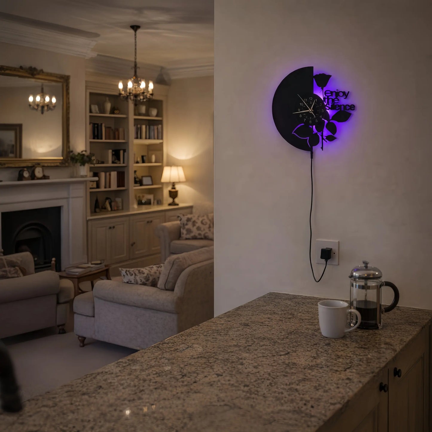 Rose-Shaped LED Vinyl Wall Clock - Modern Floral Design, Silent Operation, Ideal for Home Decor and Gift Giving