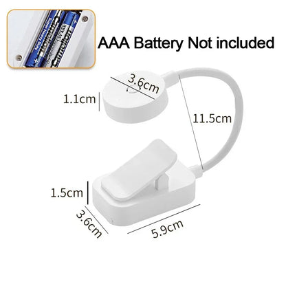 Portable LED Mini Clip Book Lamp with Eye Protection - 3 Color Options, Battery Powered Night Light for Bedside and Reading