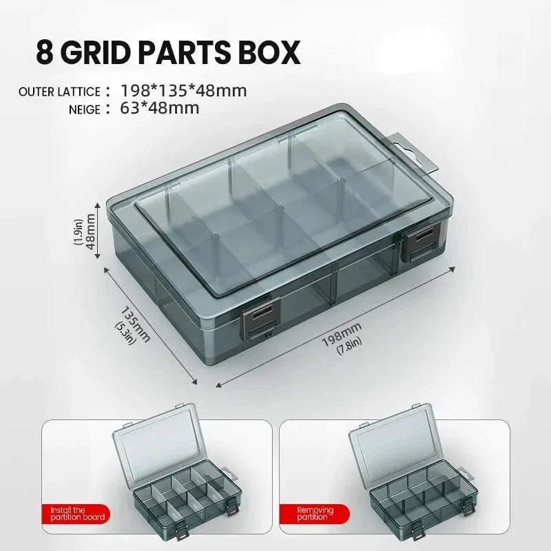 Durable Plastic Tool Parts Storage Box for Electronic Components and Drill Bit Accessories with Reinforced Grid Design