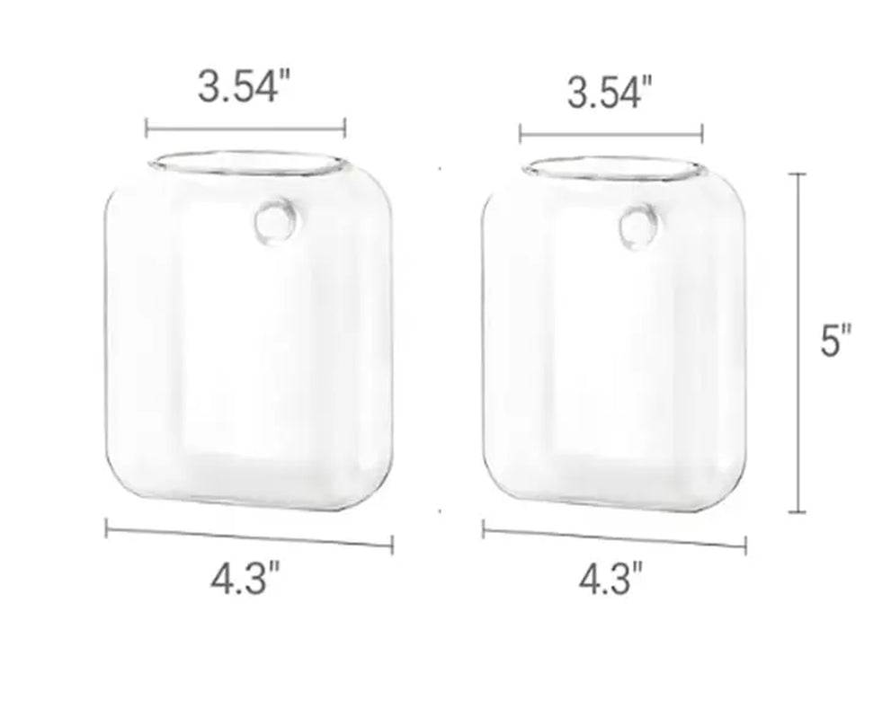 Set of 2 Clear Glass Wall Hanging Planters for Hydroponic Propagation - Elegant Terrarium Vases for Home, Office, and Garden Decor