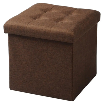 Foldable Grey Upholstered Storage Ottoman Chair and Footstool with Removable Cover