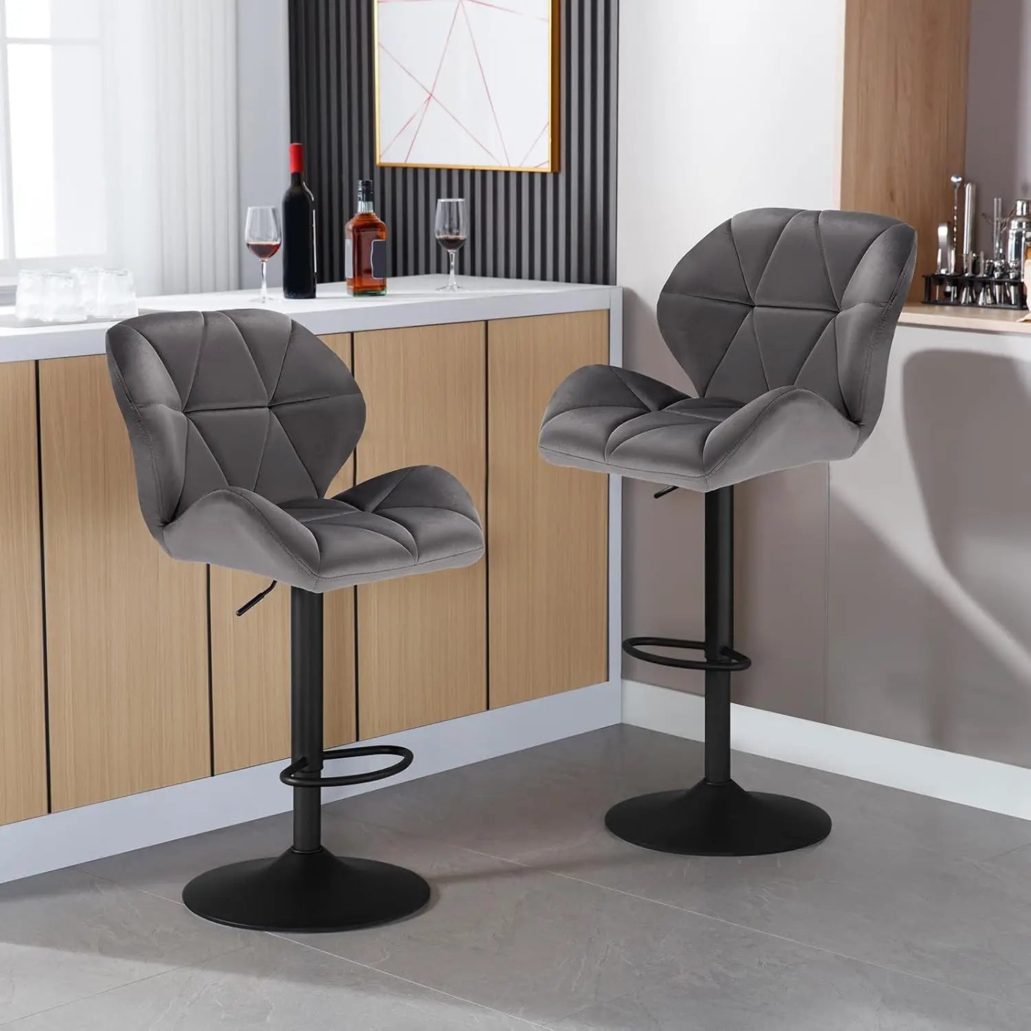 WOLTU Adjustable Swivel Bar Stool with Steel Footrest for Kitchen Island and Breakfast Dining