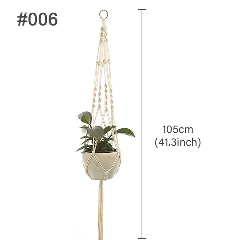 Macrame Hanging Planter - Decorative Wall Plant Holder and Flower Basket for Balcony Decor