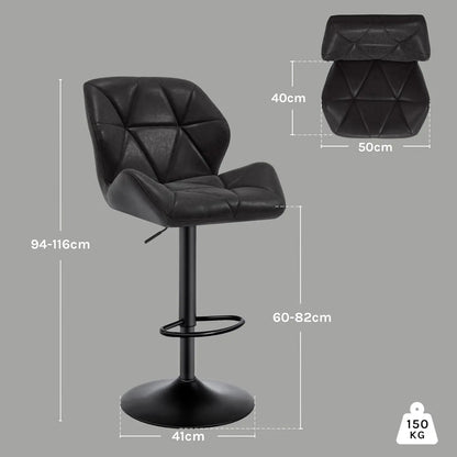 WOLTU Set of 2 Adjustable Swivel Bar Stools with Gas Lift and Steel Footrest for Kitchen Island and Dining Areas