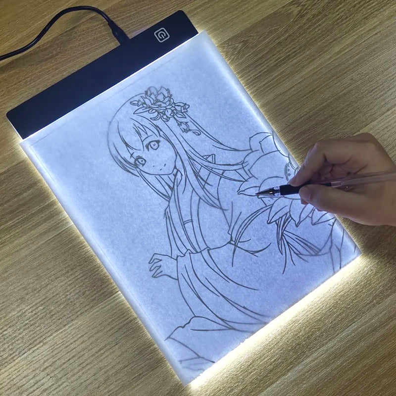 LED Illuminated Drawing Board for Children - Adjustable Brightness Copying Table and Night Light Notepad Toy