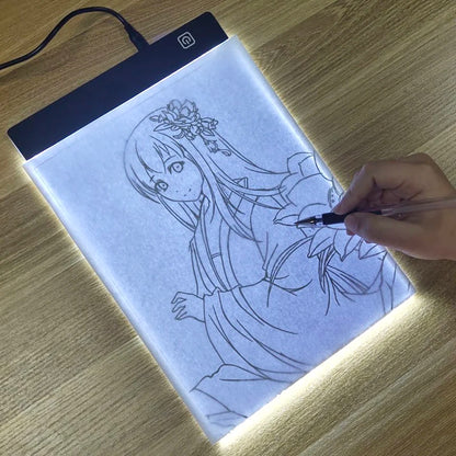 LED Illuminated Drawing Board for Children - Adjustable Brightness Copying Table and Night Light Notepad Toy