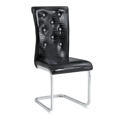 Set of 4/6 Retro Faux Crocodile Leather Dining Chairs with Crystal Buckle, Upholstered Bow-Shaped Metal Legs, Ideal for Living Room and Kitchen