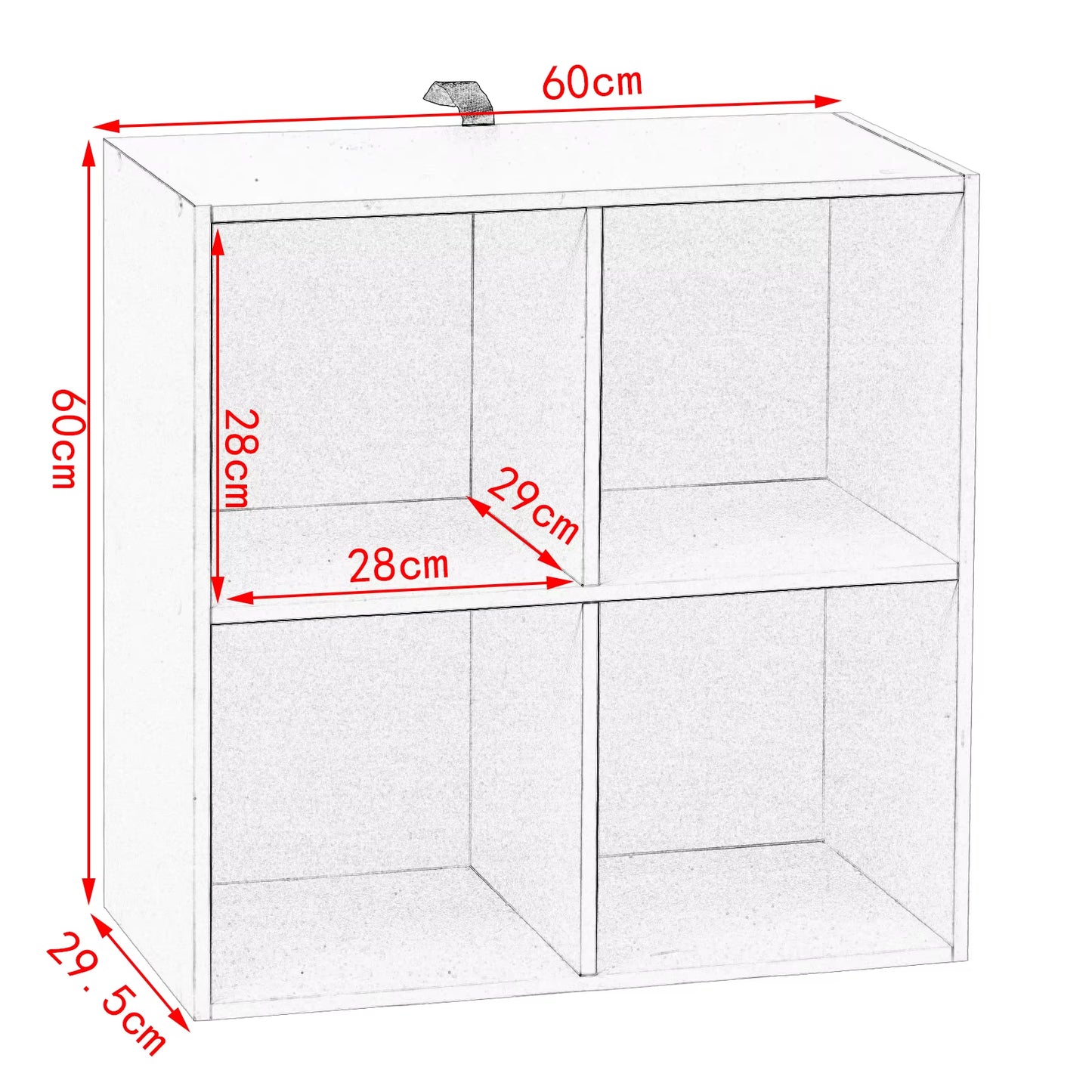 White Wooden Bookshelf with 4 Storage Cubes - Versatile Organizer for Bedroom, Living Room, and Kids' Room