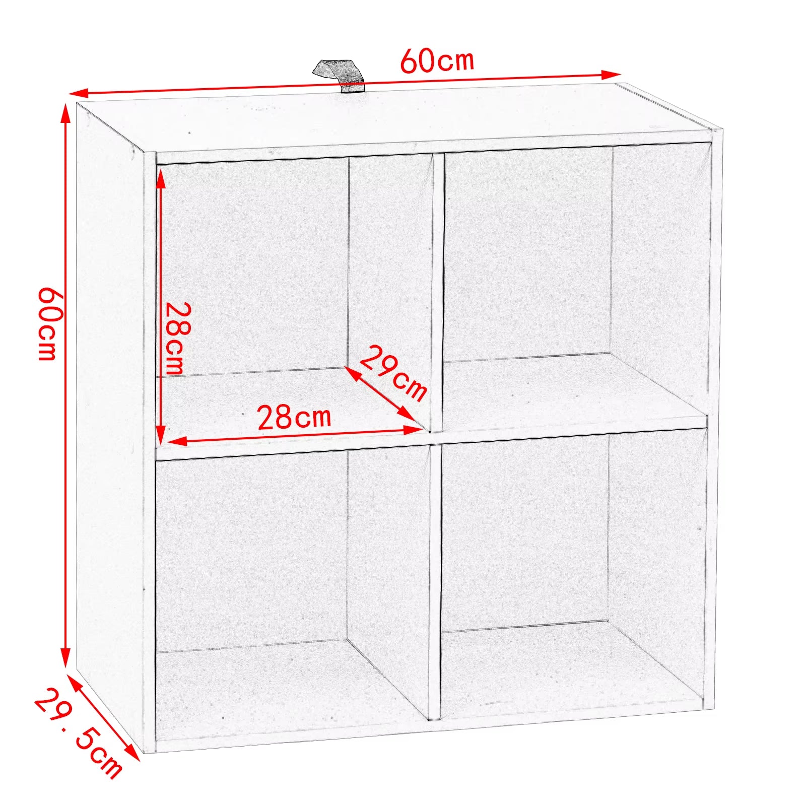 White Wooden Bookshelf with 4 Storage Cubes - Versatile Organizer for Bedroom, Living Room, and Kids' Room