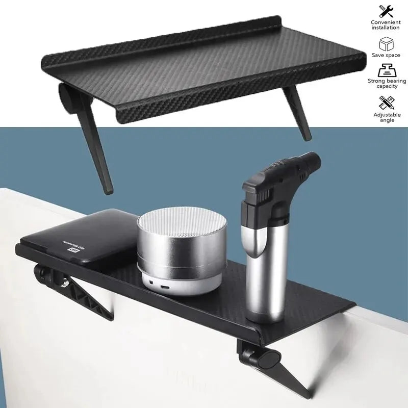 Single Unit Wireless Router and Set-Top Box Storage Rack for Computer and TV Screens - No Perforation Design