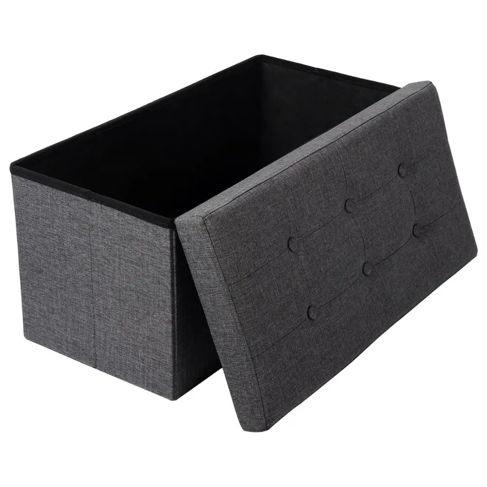 Multifunctional Upholstered Storage Ottoman with Removable Lid and Folding Design