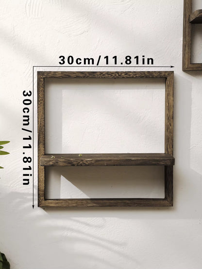 Rustic Wooden Floating Display Shelves for Wall Storage in Bedroom, Kitchen, and Bathroom