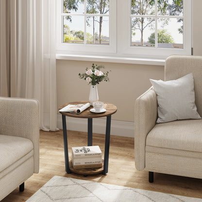 Modern Round Coffee Table with Dual Shelves - Versatile Sofa and Bedside Table for Living Room and Bedroom