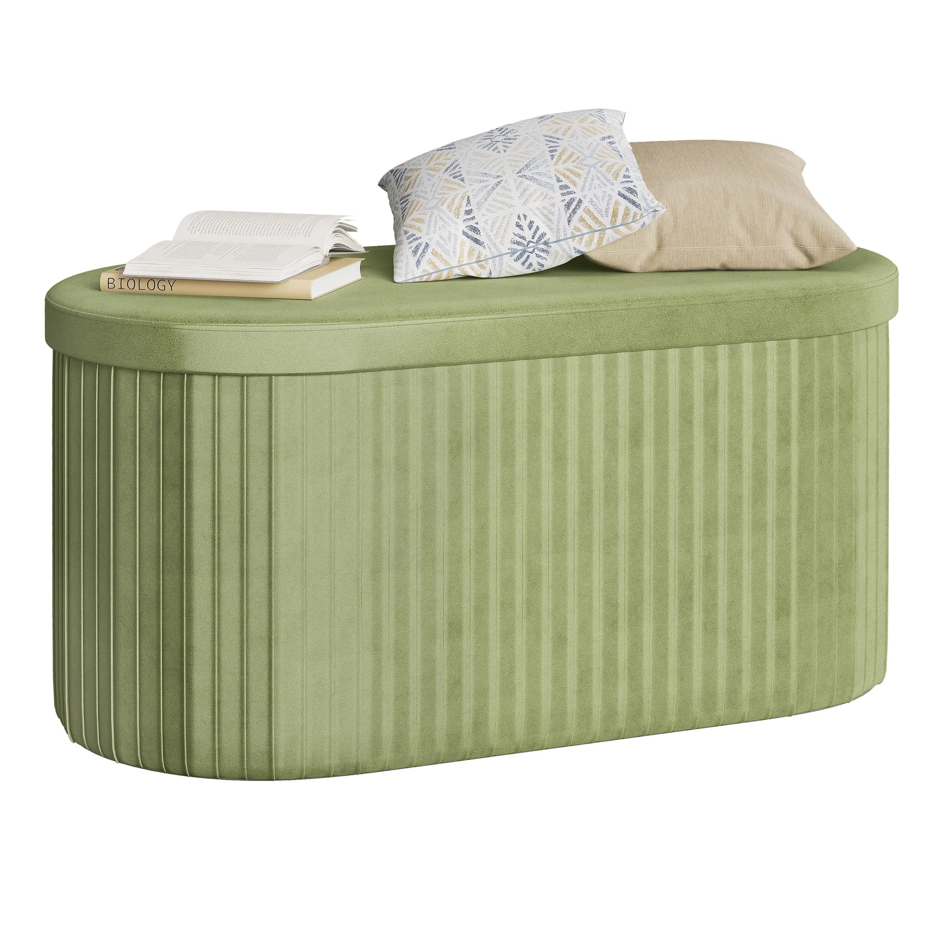 Velvet Round Ottoman with MDF Foldable Design and Removable Padded Lid - Stylish Storage Solution for Living Room Footstool