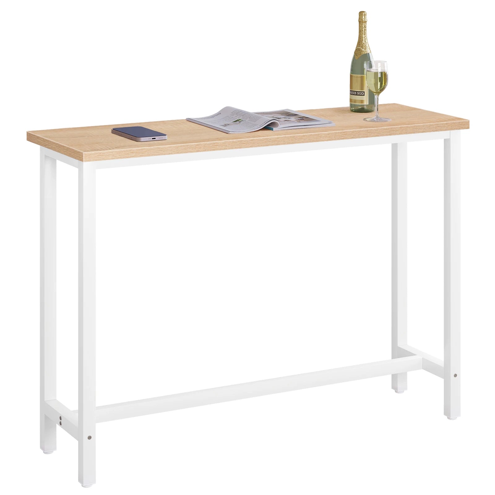 Metal Kitchen Bar Table with Footrest - Versatile Breakfast, Dining, and Coffee Table for Living Room and Entryway