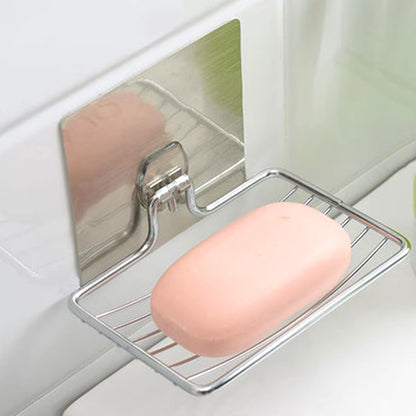 Single Layer Stainless Steel Soap Rack - Punch-Free Wall-Mounted Drainage Shelf with Sucker for Bathroom