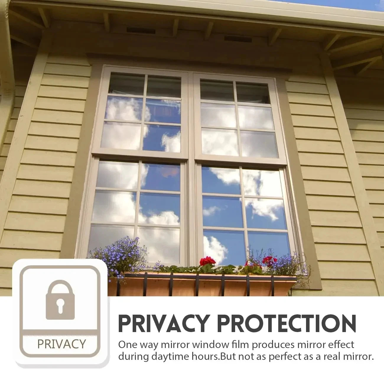One-Way Mirror Window Privacy Film - Heat Control Reflective Vinyl Film for Enhanced Privacy