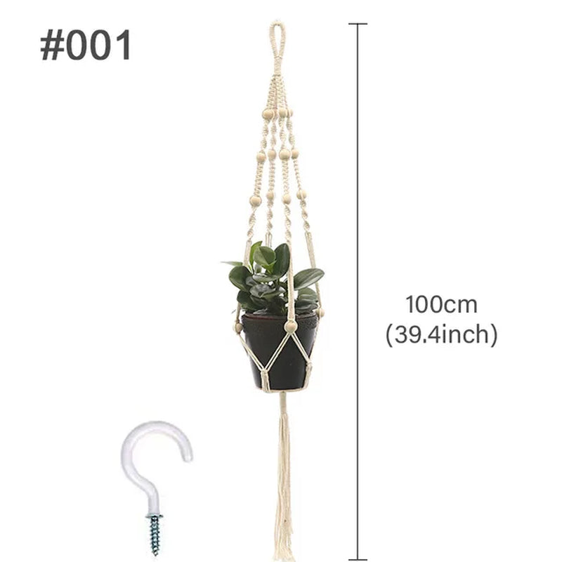 Macrame Hanging Planter - Decorative Wall Plant Holder and Flower Basket for Balcony Decor