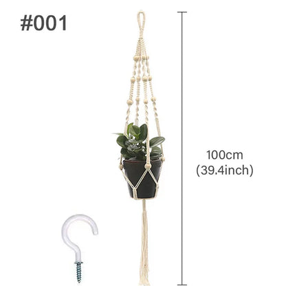 Macrame Hanging Planter - Decorative Wall Plant Holder and Flower Basket for Balcony Decor