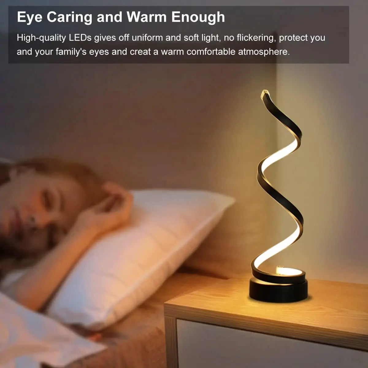 Modern Spiral Dimmable LED Table Lamp - Stylish Bedside and Nightstand Lighting for Living Room, Bedroom, and Office