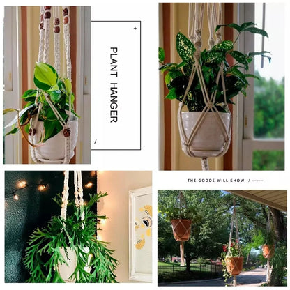 Macrame Hanging Planter - Decorative Wall Plant Holder and Flower Basket for Balcony Decor