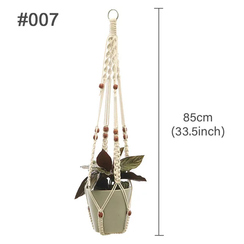 Macrame Hanging Planter - Decorative Wall Plant Holder and Flower Basket for Balcony Decor
