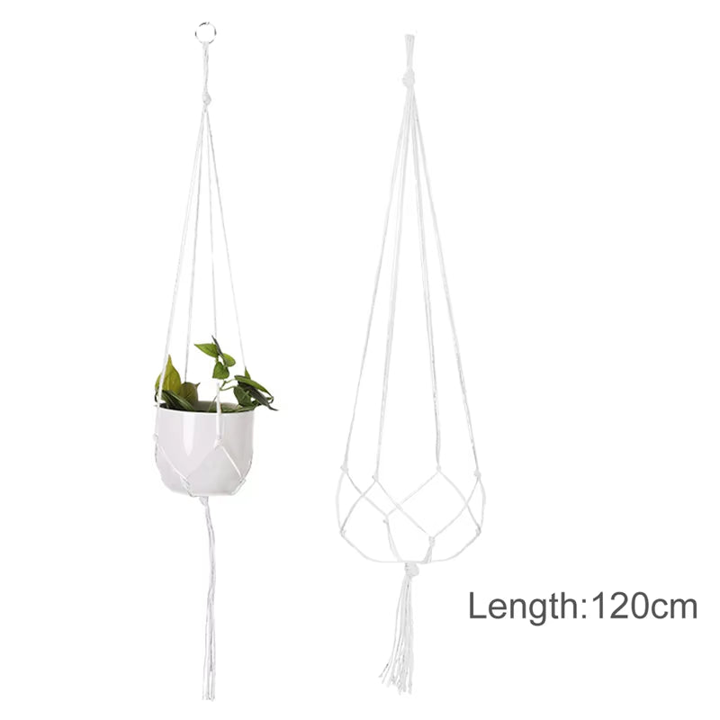 Macrame Hanging Planter - Decorative Wall Plant Holder and Flower Basket for Balcony Decor