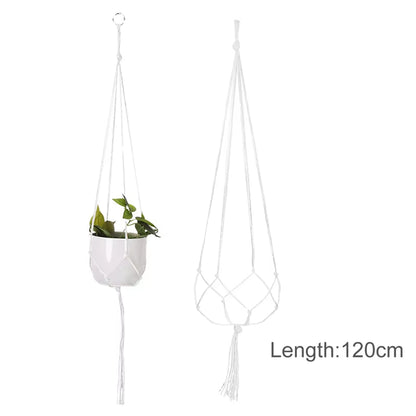 Macrame Hanging Planter - Decorative Wall Plant Holder and Flower Basket for Balcony Decor