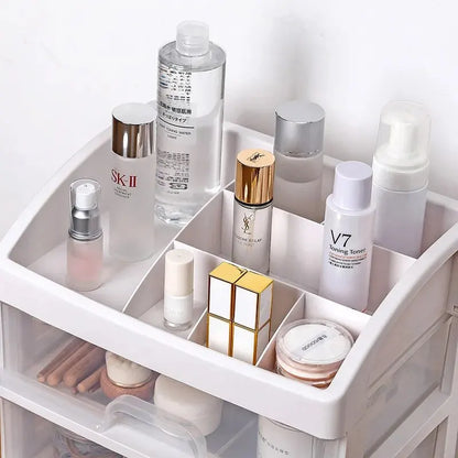 Transparent Plastic Four-Layer Three-Drawer Desktop Cosmetic Storage Organizer
