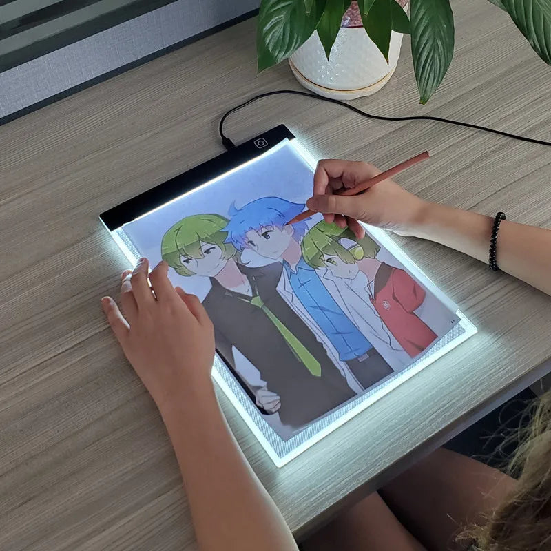 LED Illuminated Drawing Board for Children - Adjustable Brightness Copying Table and Night Light Notepad Toy